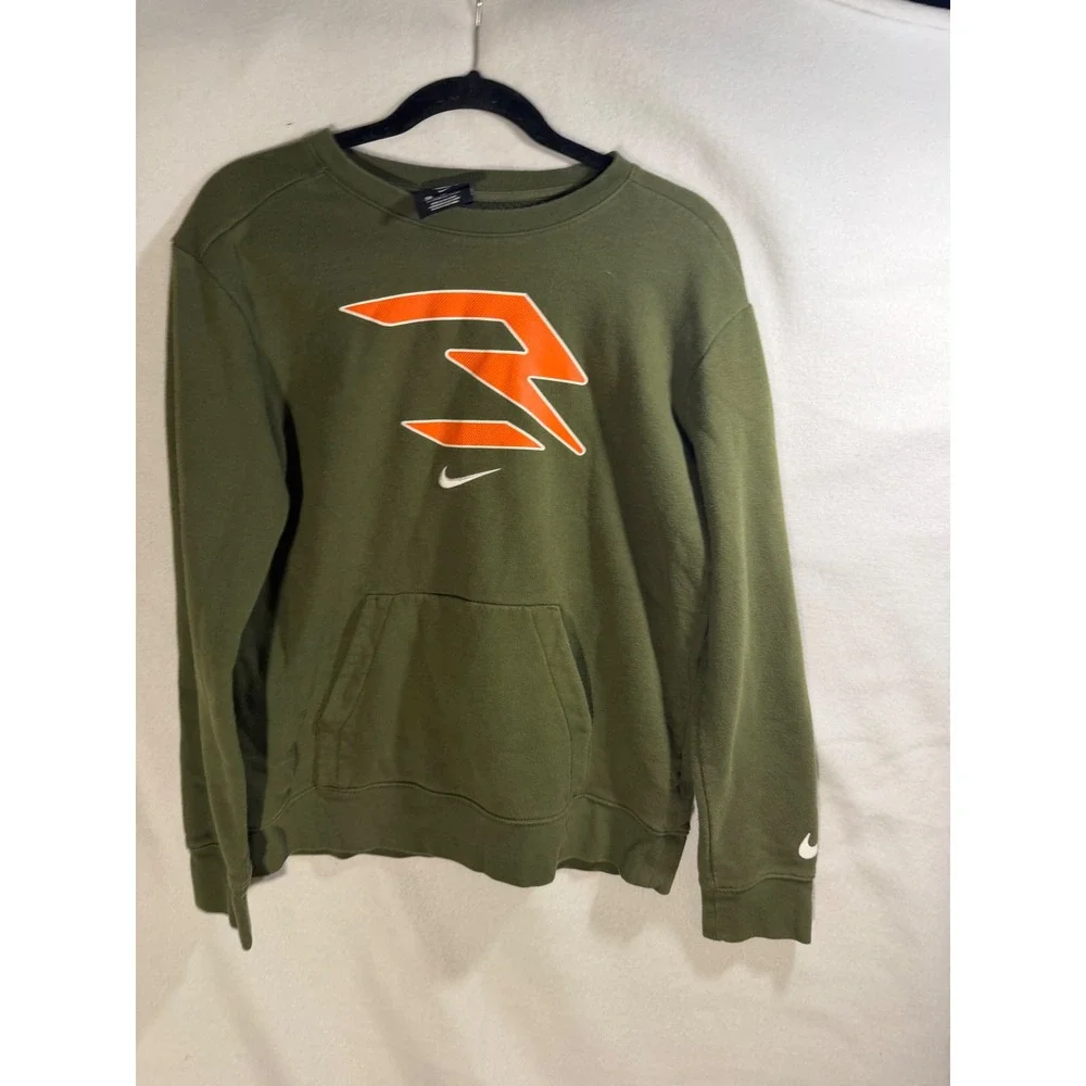 Nike Russell Wilson Dangeruss Boys XL Crewneck Sweatshirt Olive Green Orange